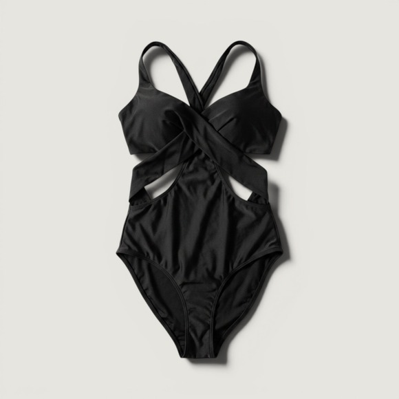 Cupshe Other - CUPSHE Women Black Crisscross Cutout One Piece Swimsuit Monokini XL NEW